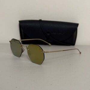 John Varvatos 526 Hexagonal Gold Sunglasses with Black Case